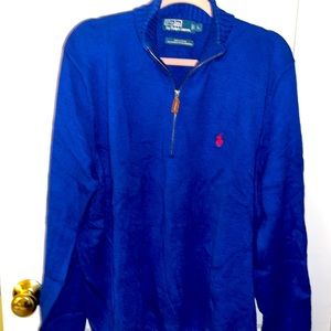 NWOT! Ralph Lauren Blue Label Cotton 1/2 Zip Sweater. Size Large. Royal Blue